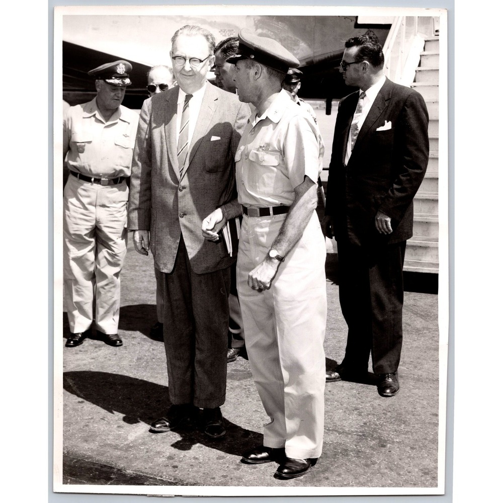 Vintage Press Photo 1950s-60s Dignitary Shakes Hand with Military Officer